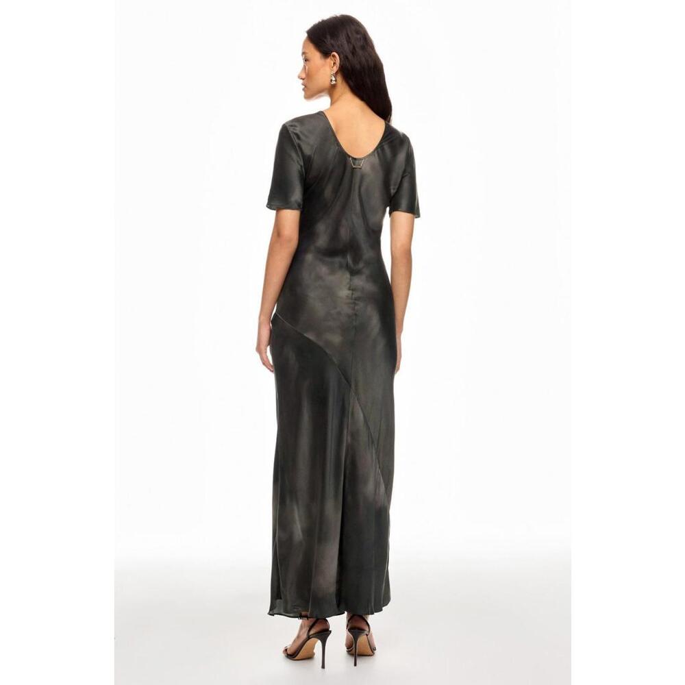 Silk Laundry Black Seashells Short Sleeve Bias Dress Size L (Read Description) - Picture 2 of 8